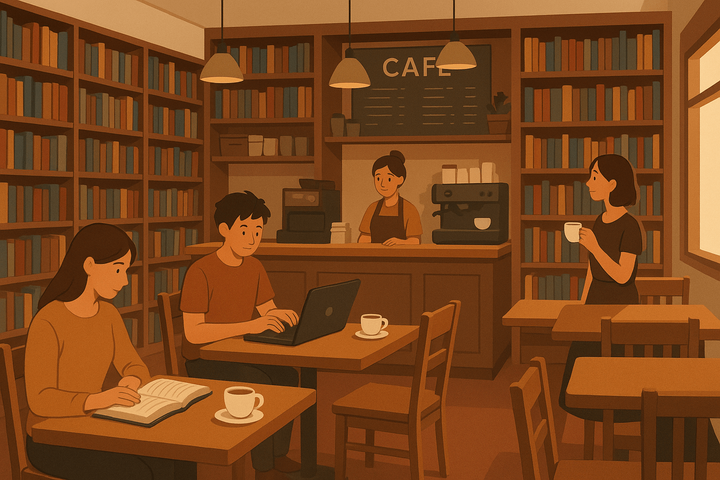 ilustrasi kafe literasi